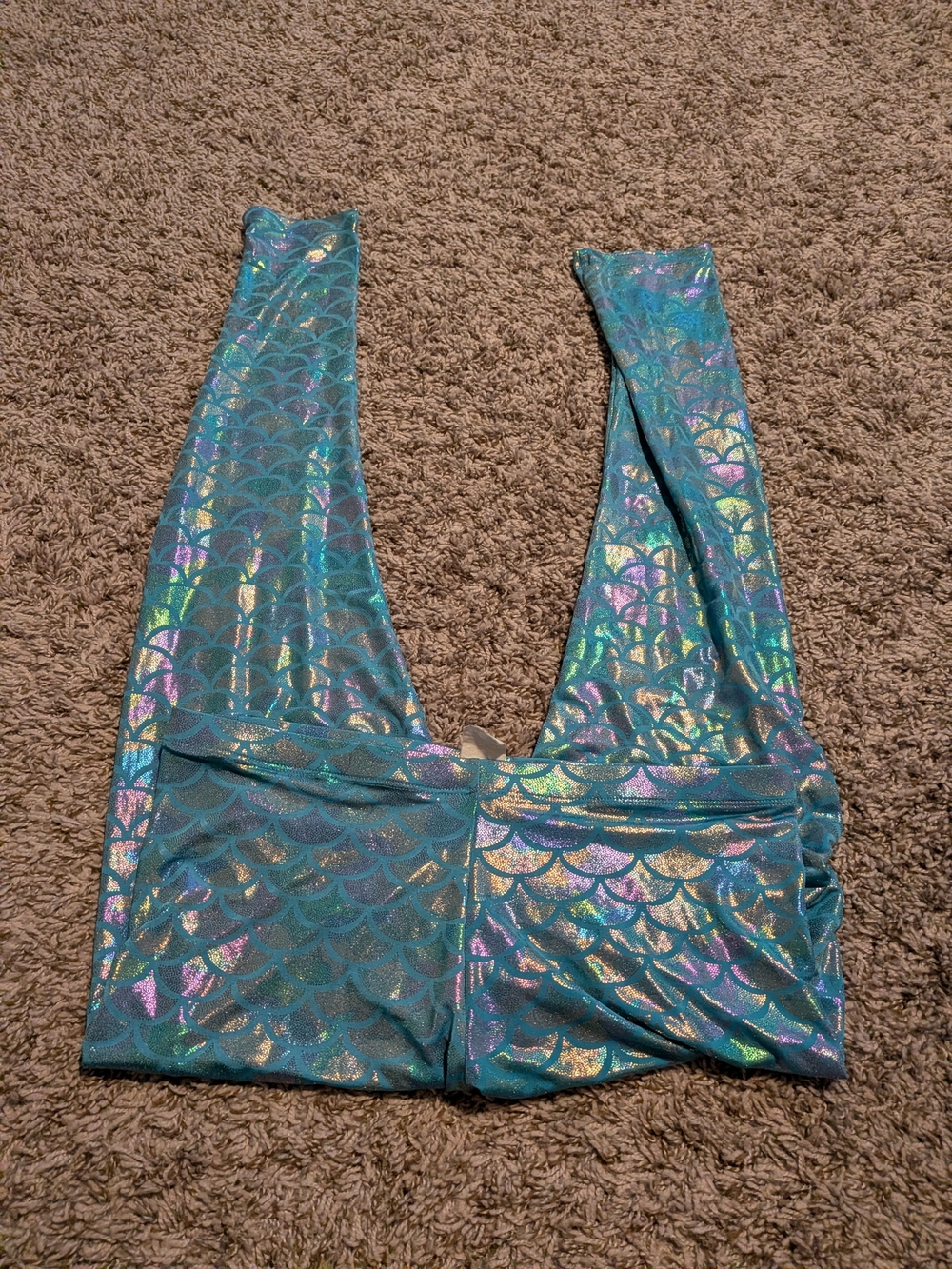 Blue Mermaid Scale Leggings - - Picture 2 of 10